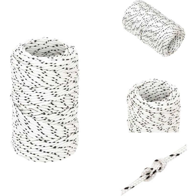 Corde de bateau tressé Blanc 2 mmx25 m Polyester - Corde Marine - Corde Polyester - Corde Tressée - Ligne De Gréement - Écoute Principale