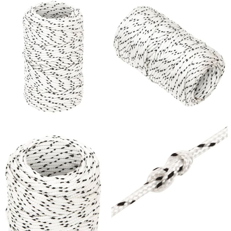 Corde de bateau tressé Blanc 2 mmx50 m Polyester - Corde Marine - Corde Polyester - Corde Tressée - Ligne De Gréement - Écoute De Voile - Home &