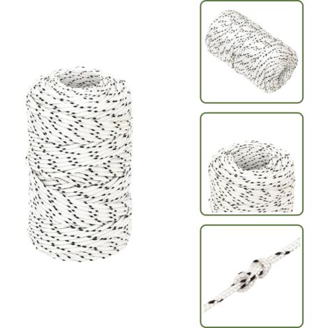 Corde de bateau tressé Blanc 2 mmx500 m Polyester - Corde Marine - Corde Polyester - Corde Tressée - Ligne De Gréement - Écoute Principale