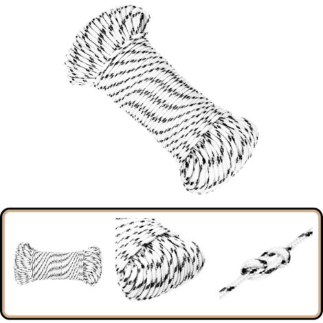 Corde de bateau tressé Blanc 4 mmx25 m Polyester - Corde Marine - Corde Polyester - Corde Tressée - Ligne De Gréement - Écoute De Voile