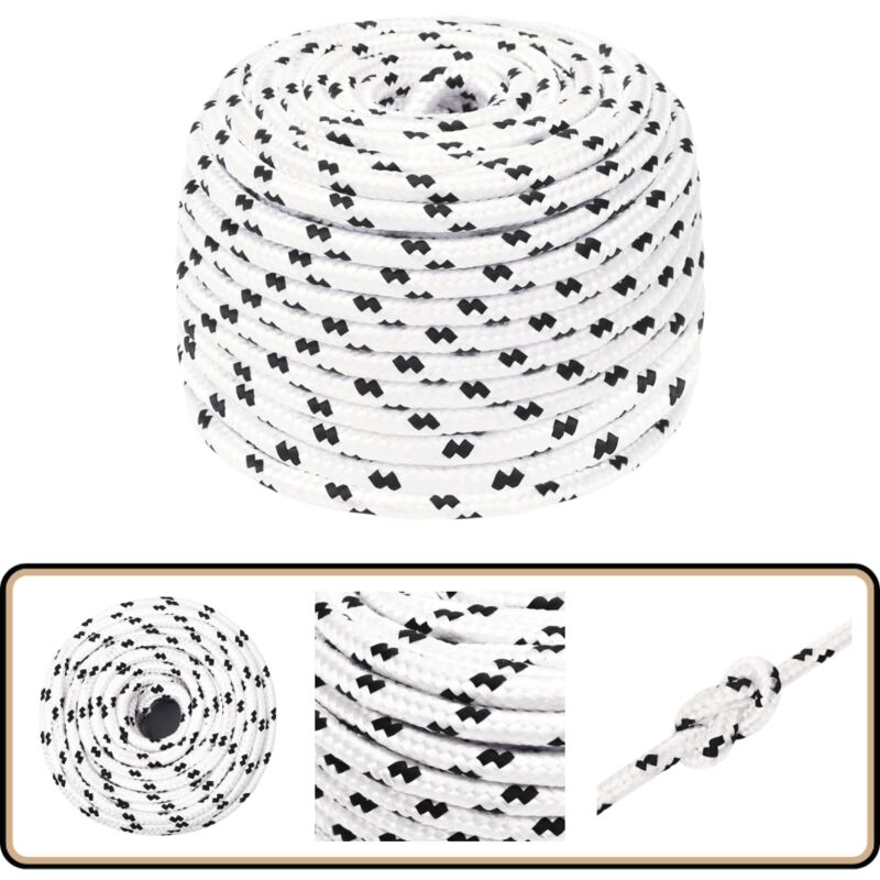 Corde de bateau tressé Blanc 6 mmx25 m Polyester - Corde Marine - Corde Polyester - Corde Tressée - Ligne De Gréement - Écoute Principale