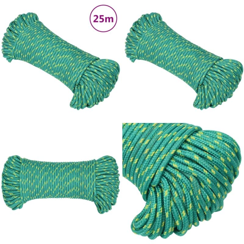 Corde de bateau Vert 5 mm 25 m Polypropylène - Corde De Bateau - Corde Nautique - Polyester - Polypropylène - Amarrage - Home & Living