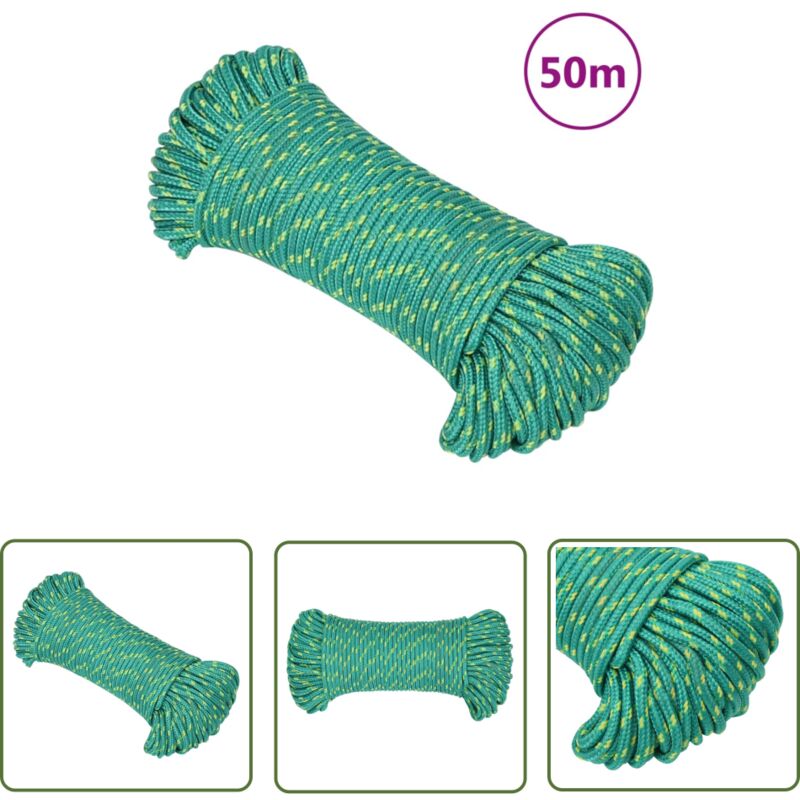 The Living Store Corde de bateau Vert 5 mm 50 m Polypropylène - Corde De Bateau - Corde Nautique - Corde Polypropylene - Amarrage - Gréement