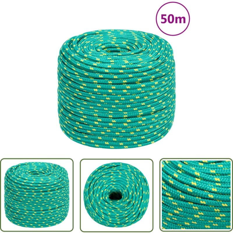 The Living Store Corde de bateau Vert 6 mm 50 m Polypropylène - Corde De Bateau - Corde Nautique - Polypropylène - Corde Tressée - Amarrage