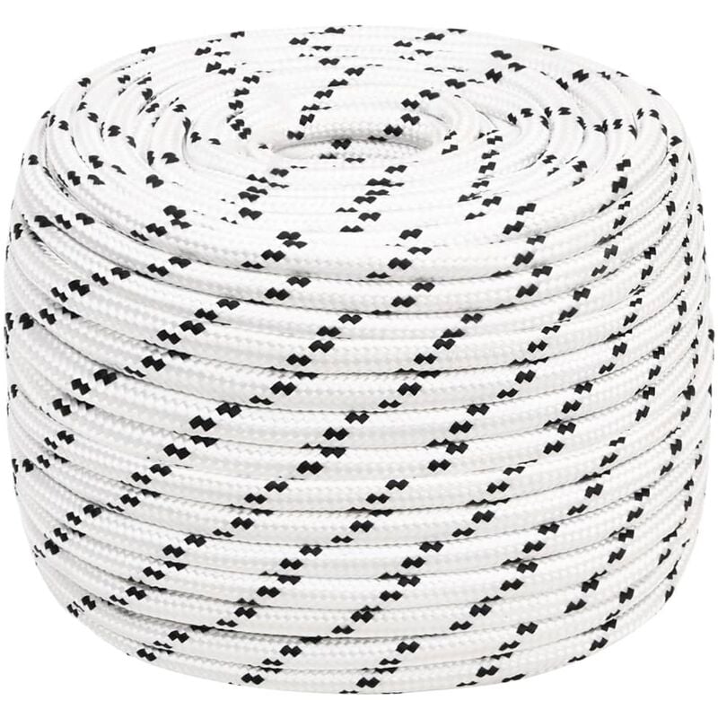 Corde de bateau,Cordage durable et solide tressé Blanc 14 mmx100 m Polyester -BV63582
