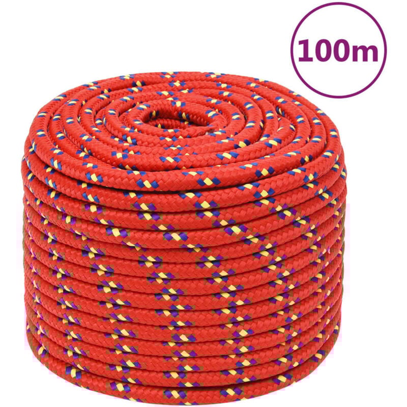 Corde de bateau,Cordage Rouge 14 mm 100 m Polypropylène CFW14580