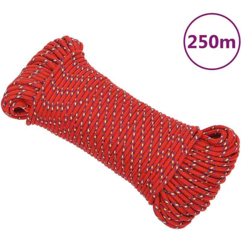 Corde de bateau,Cordage Rouge 4 mm 250 m Polypropylène CFW60238