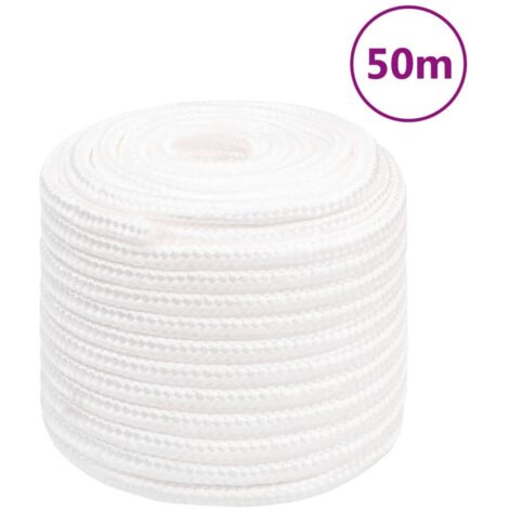 Corde de bateau，Cordage，Ligne de remorquage pour Kayak et Canoë Blanc complet 18 mm 50 m Polypropylène RIJMHX52716450