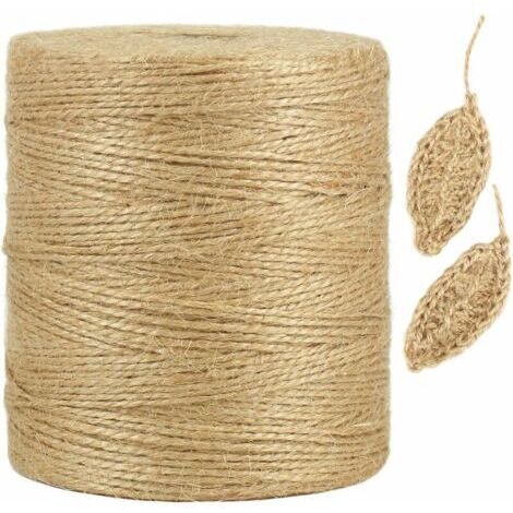Corde de chanvre naturel 300m Épaisseur 1mm Corde tordue en 2 brins pour artisanat, jardinage, emballage cadeau et décoration de Noël