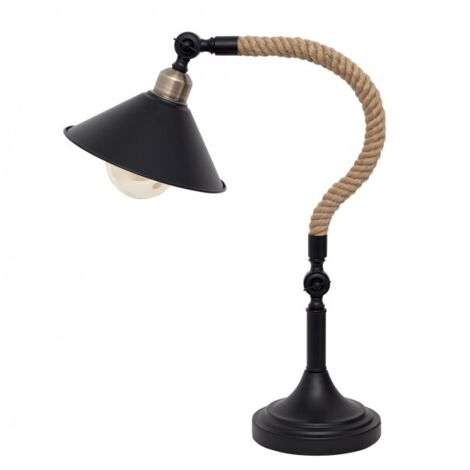 Corde de corde de lampe de table 1xe27 corde noire de chanvre 50x22x30 FABRILAMP.
