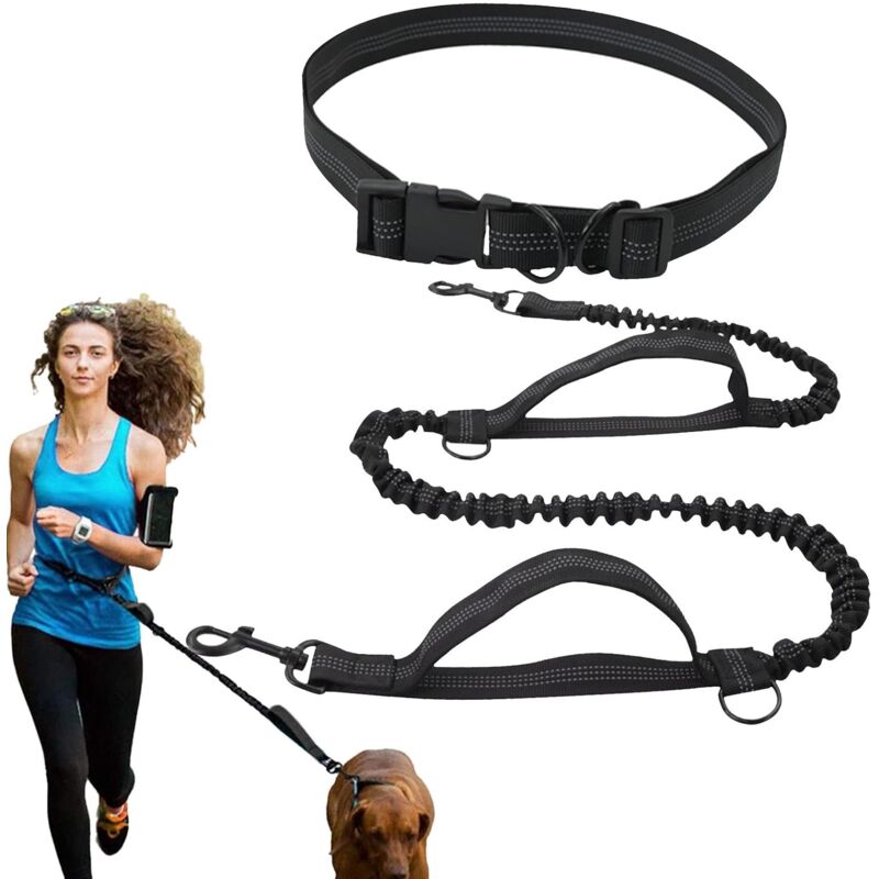 Corde de course pour chien mains libres – Corde de traction élastique pour chien Corde mains libres pour chien, corde réfléchissante pour chien,