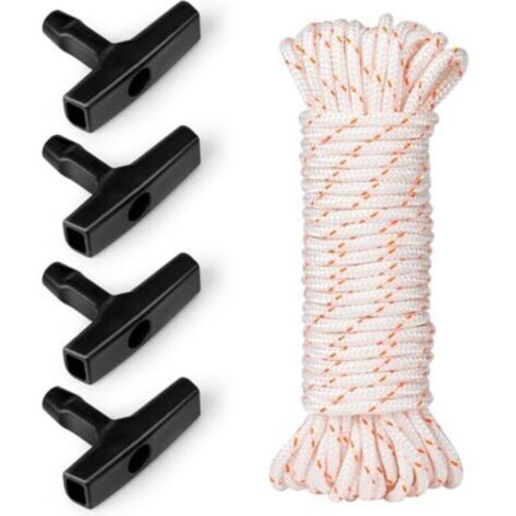 Corde de démarrage tondeuse à gazon Corde de démarrage 10 mètres Ø4mm et poignée de démarrage 4 pièces, adaptée aux tondeuses à gazon, tronçonneuses, coupe-bordures, coupe-bordures, débroussailleuses