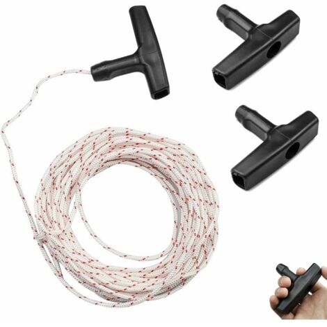 Corde de Démarrage,Lanceur Poignée De Démarrage avec Corde,Accessoires de Tondeuse à Cordon pour Tondeuse à Gazon Tronçonneuse Bordures,10 Mètres 3mm