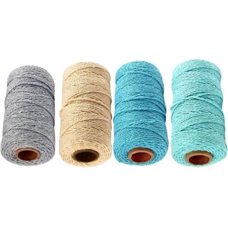 Corde de Ficelle de Coton à 4 Rouleaux Chaîne de Ficelle de Boulanger Corde de Ficelle de Jute Épaisse (2 Mm) Z