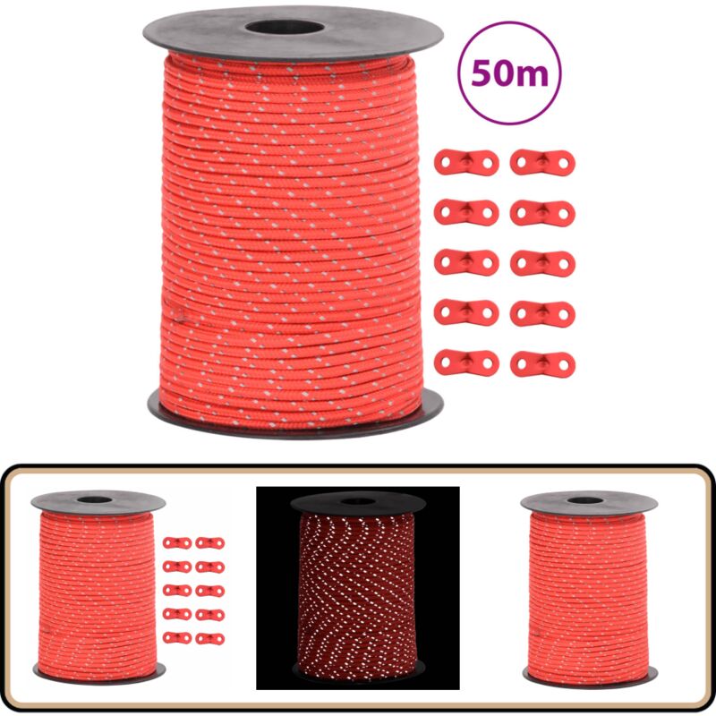 Corde de haubanage de tente avec bandes réfléchissantes et clés - Corde De Tente - Corde De Haubanage - Accessoires De Camping - Matériel De Camping