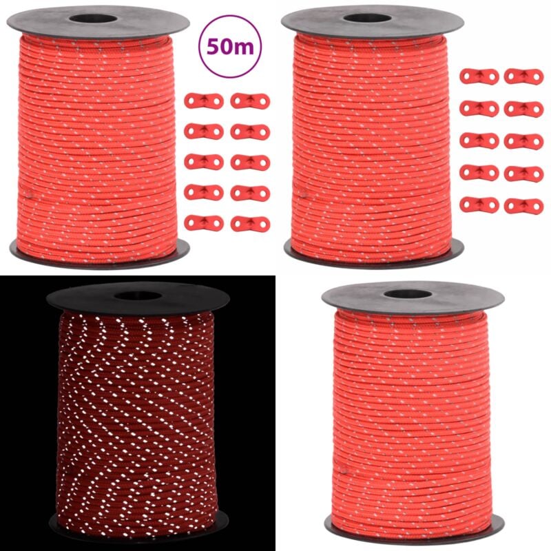 Corde de haubanage de tente avec bandes réfléchissantes et clés - Corde De Tente - Corde De Haubanage - Accessoires De Camping - Matériel De Camping