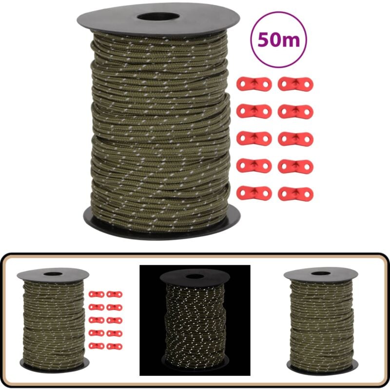 Corde de haubanage de tente avec bandes réfléchissantes et clés - Corde De Tente - Corde De Haubanage - Accessoires De Camping - Matériel De Camping