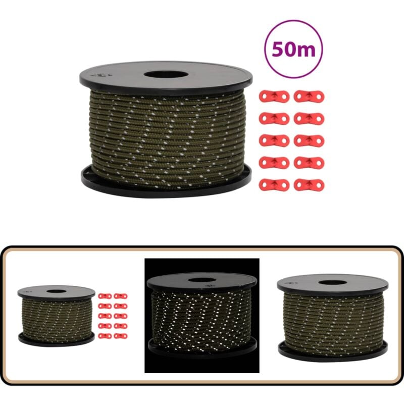Corde de haubanage de tente avec bandes réfléchissantes et clés - Corde De Tente - Corde De Haubanage - Accessoires De Camping - Matériel De Camping