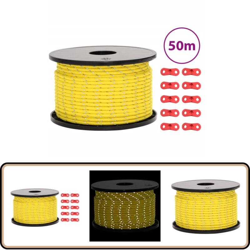 Corde de haubanage de tente avec bandes réfléchissantes et clés - Corde De Tente - Corde De Haubanage - Accessoires De Tente - Matériel De Camping