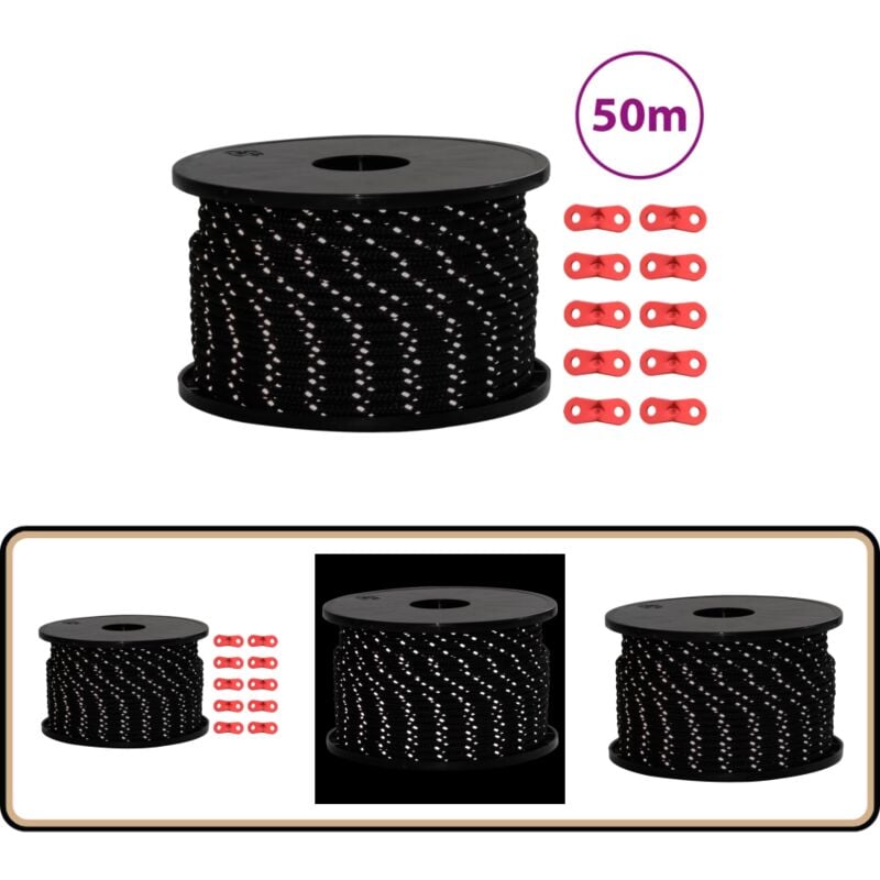 Corde de haubanage de tente avec bandes réfléchissantes et clés - Corde De Tente - Corde De Haubanage - Accessoires De Tente - Matériel De Camping