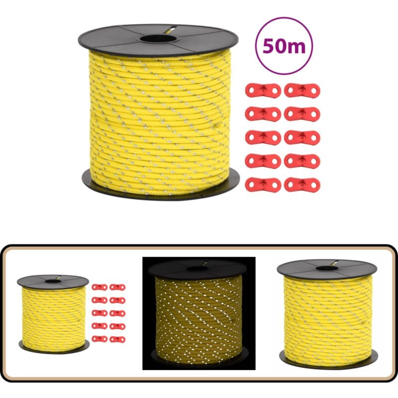 Corde de haubanage de tente avec bandes réfléchissantes et clés - Corde De Tente - Corde De Haubanage - Accessoires De Tente - Matériel De Camping