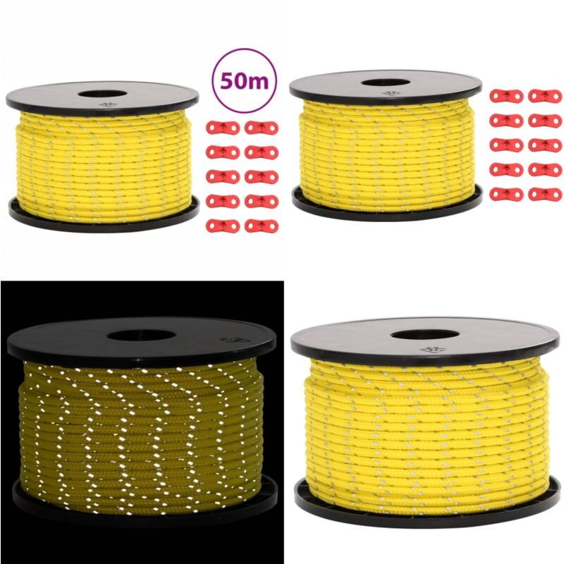 Corde de haubanage de tente avec bandes réfléchissantes et clés - Corde De Tente - Corde De Haubanage - Accessoires De Tente - Matériel De Camping
