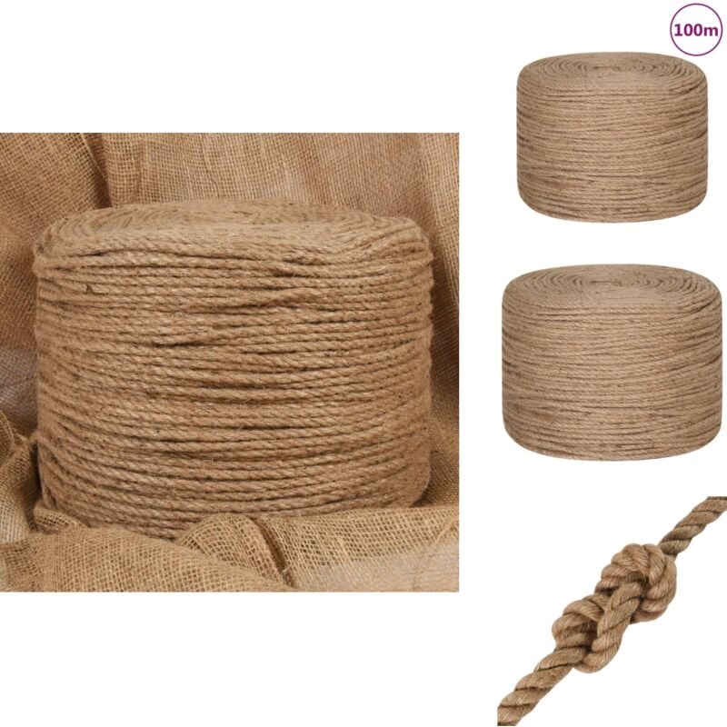 Corde de jute 100 m de long 4 mm d'épaisseur - Corde De Jute - Ficelle De Jute - Corde Naturelle - Artisanat - Décoration
