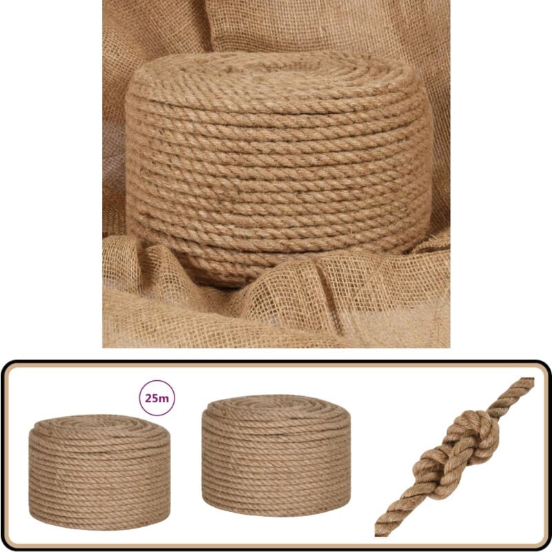 Corde de jute 25 m de long 10 mm d'épaisseur - Corde En Jute - Corde Naturelle - Corde Artisanale - Ficelle De Jute - Décoration Murale