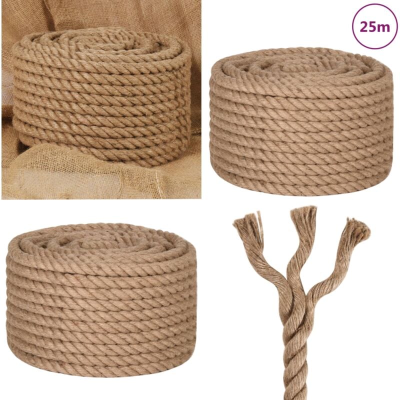 Corde de jute 25 m de long 20 mm d'épaisseur - Corde En Jute - Corde Naturelle - Corde Artisanale - Ficelle De Jute - Décoration Murale - Home &