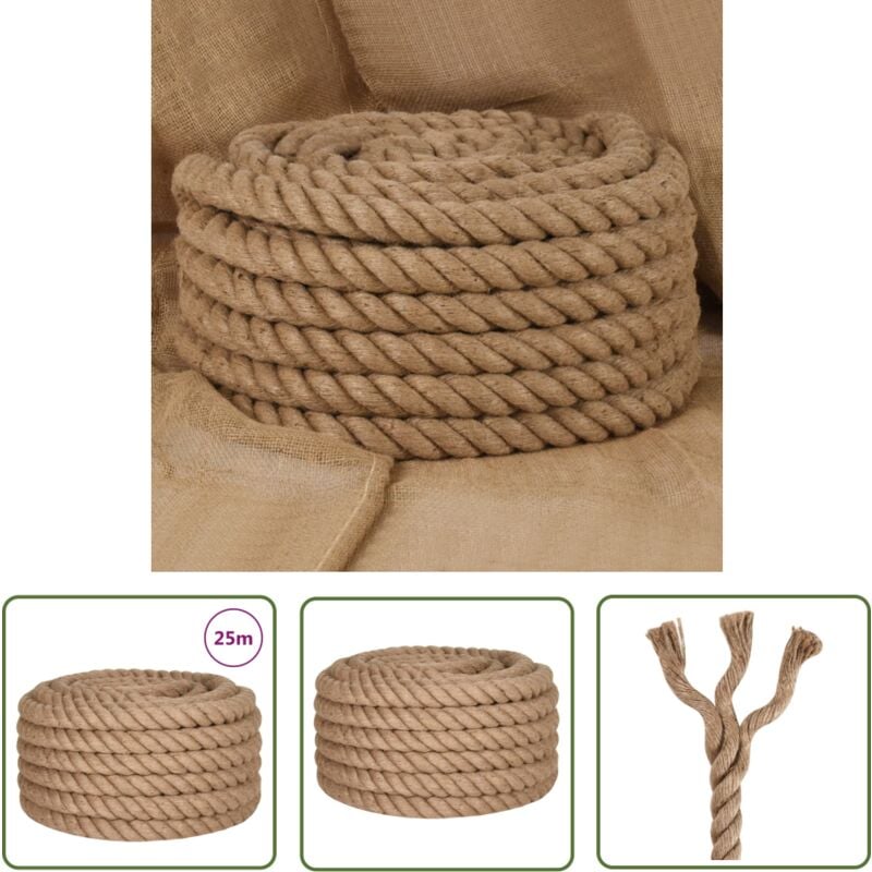 The Living Store Corde de jute 25 m de long 30 mm d'épaisseur - Corde En Jute - Corde Naturelle - Corde Artisanale - Ficelle De Jute - Décoration
