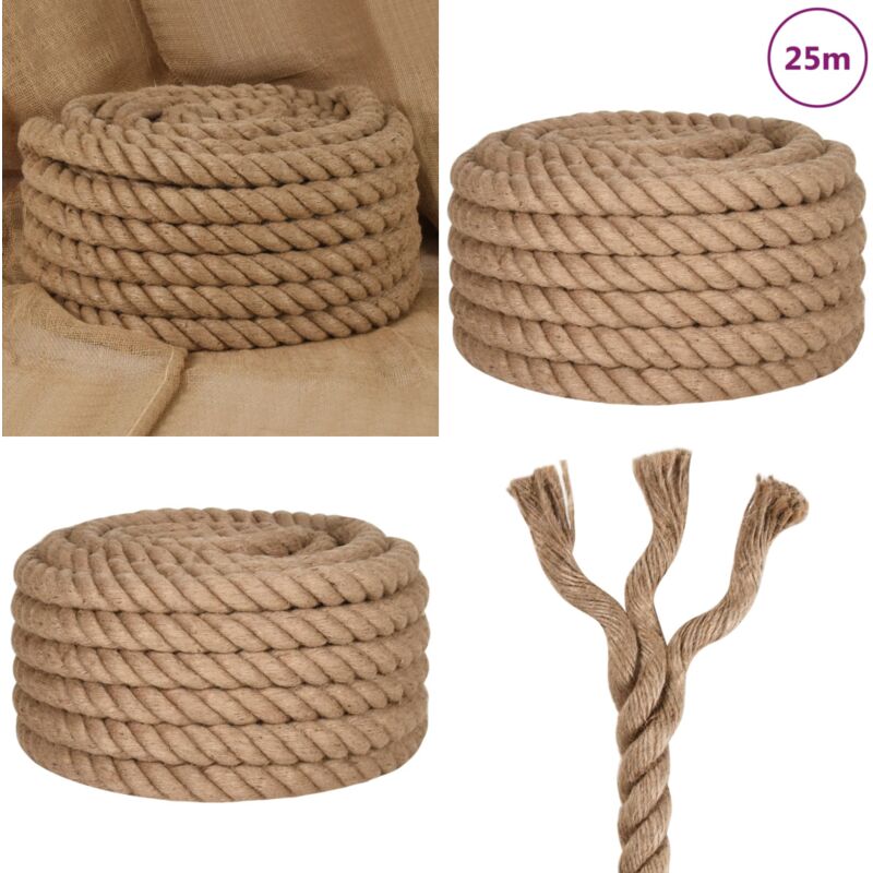 Corde de jute 25 m de long 36 mm d'épaisseur - Corde En Jute - Corde Naturelle - Corde Artisanale - Ficelle De Jute - Décoration Murale - Home &