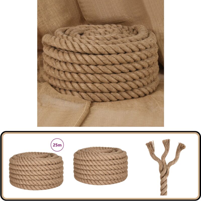 Corde de jute 25 m de long 40 mm d'épaisseur - Corde En Jute - Corde Naturelle - Corde Artisanale - Ficelle De Jute - Décoration Murale