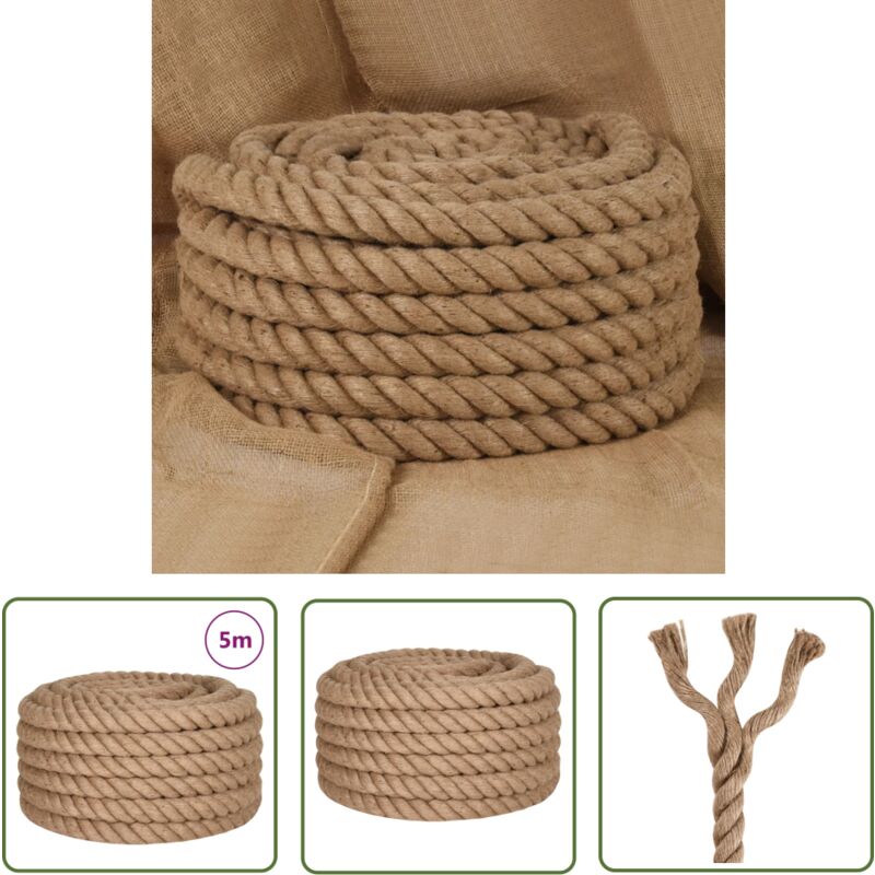 The Living Store Corde de jute 5 m de long 36 mm d'épaisseur - Corde En Jute - Corde De Chanvre - Ficelle De Jute - Artisanat - Décoration