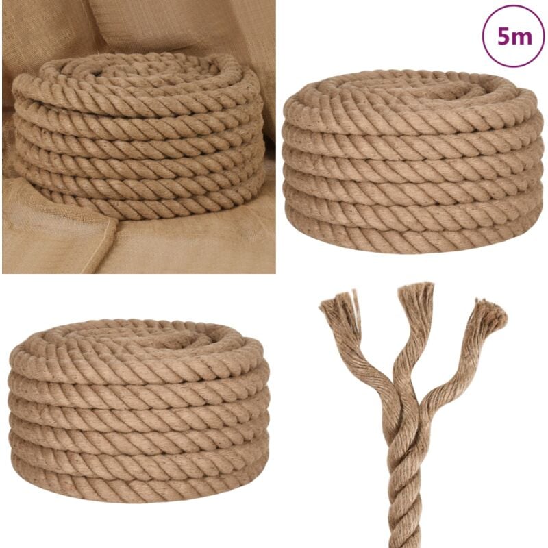 Corde de jute 5 m de long 40 mm d'épaisseur - Corde En Jute - Corde Naturelle - Corde Artisanale - Ficelle De Jute - Décoration Murale - Home & Living