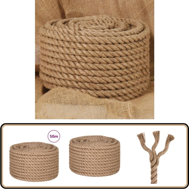 Corde de jute 50 m de long 24 mm d'épaisseur - Corde En Jute - Corde Naturelle - Corde Artisanale - Ficelle De Jute - Décoration Murale