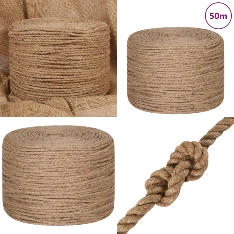 Corde de jute 50 m de long 4 mm d'épaisseur - Corde En Jute - Corde De Chanvre - Ficelle De Jute - Artisanat - Décoration - Home & Living