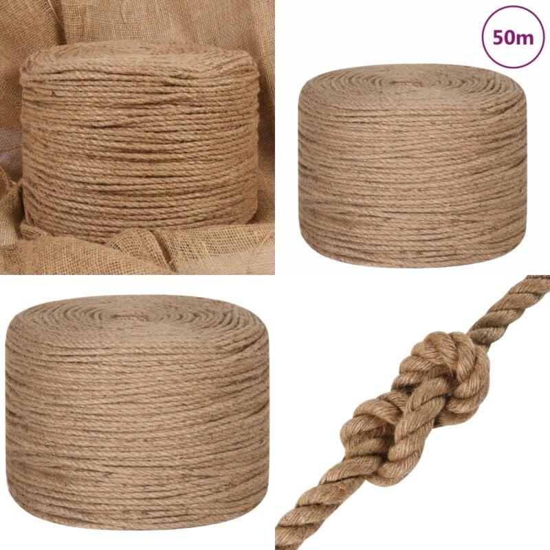 Corde de jute 50 m de long 8 mm d'épaisseur - Corde En Jute - Corde Naturelle - Ficelle De Jute - Artisanat - Décoration - Home & Living