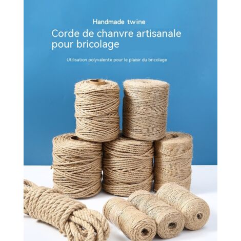 corde de jute brute tressée à la main résistante pour ligature décoration tissage mural photo corde à linge épaisseur 2 mm longueur 50 mètres lot de 2 pièces