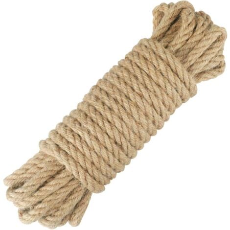 AOUGO Corde de Jute Corde de Chanvre de 10 mm d'épaisseur pour la Décoration, le Bricolage, le Jardinage, l'Arbre à Chat (10 mètres)