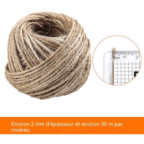 Corde de jute naturelle 2mm x 50m lot de 2, résistante, décoration jardin, ligature, bricolage