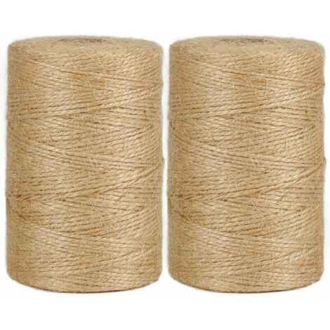 Corde de jute naturelle marron, 200 m, en vente - 2 rouleaux pour décorations de jardin, plantes et loisirs créatifs