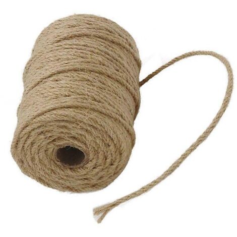 Corde de jute naturelle marron de 50 m (164 pi) et de 4 mm de diamètre, idéale pour le jardin, les loisirs créatifs, la décoration intérieure et l'emballage.