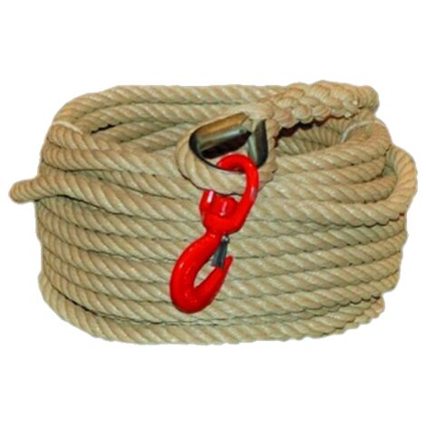 Corde de levage à poulie avec crochet 30 m polypropylène avec crochet diam 20/22 mm