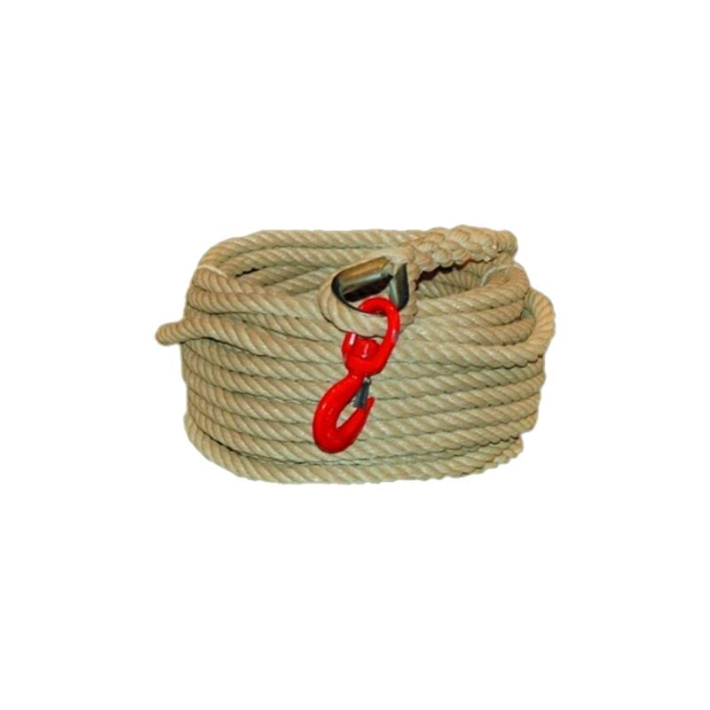 Corde de levage à poulie avec crochet 30 m polypropylène avec crochet diam 20/22 mm