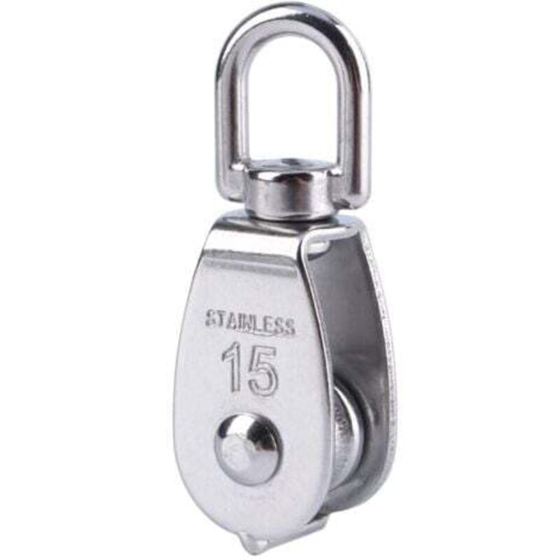 Image of Corde de levage de bloc de poulie pivotante à roue unique en acier inoxydable 304 M15