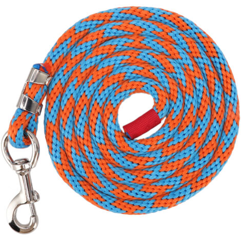 Corde de plomb en Nylon pour cheval, sans Friction, résistante aux tractions, avec grand crochet épais, pour animaux de compagnie, 11,5 pieds, bleu, Orange
