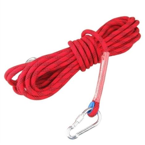 Corde de protection 10M avec mousquetons pour l'escalade plein air Rouge - Polyester - Multisport