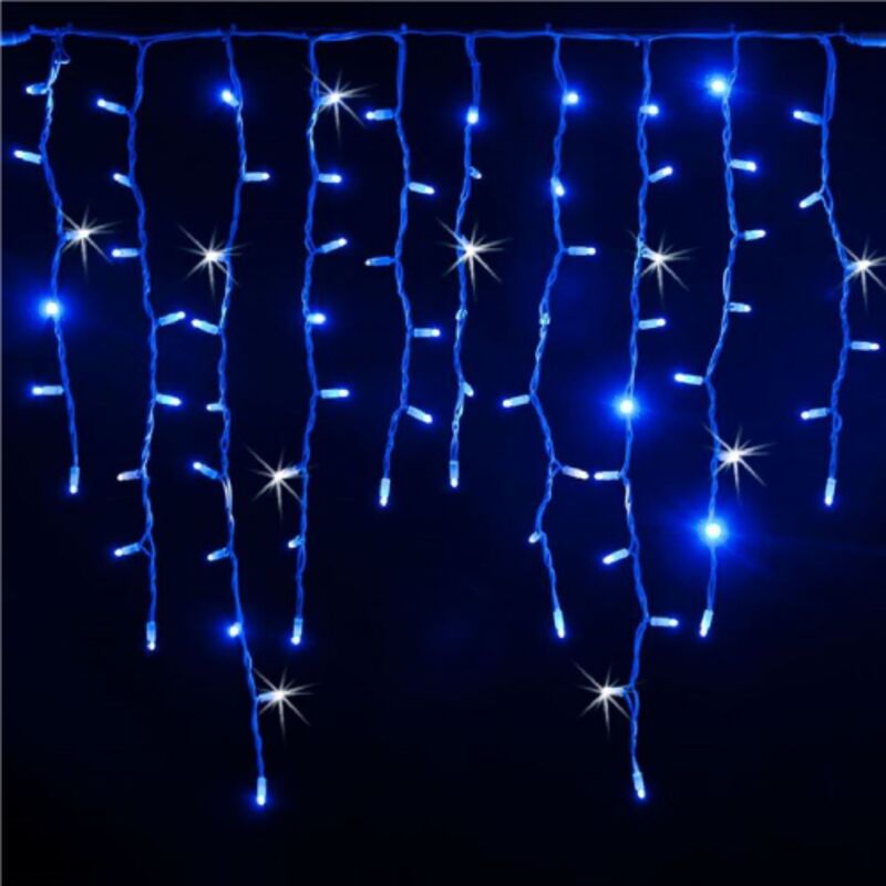 Guirlande de rideaux en cascade de stalactites 120 lumie'res de Noel a' led bleues avec intermittence de flash de glace 3 m extensible pour