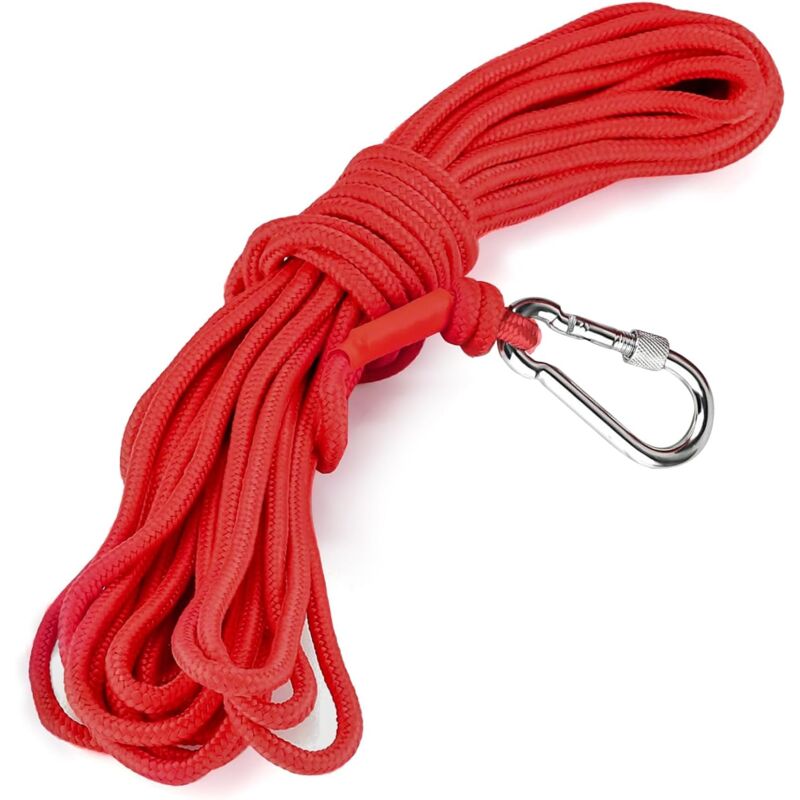 Corde de Sauvetage avec Mousqueton, Corde d'escalade Statique de 6mm, Corde Tressée en en Nylon 20M, Corde Escalade avec Mousqueton