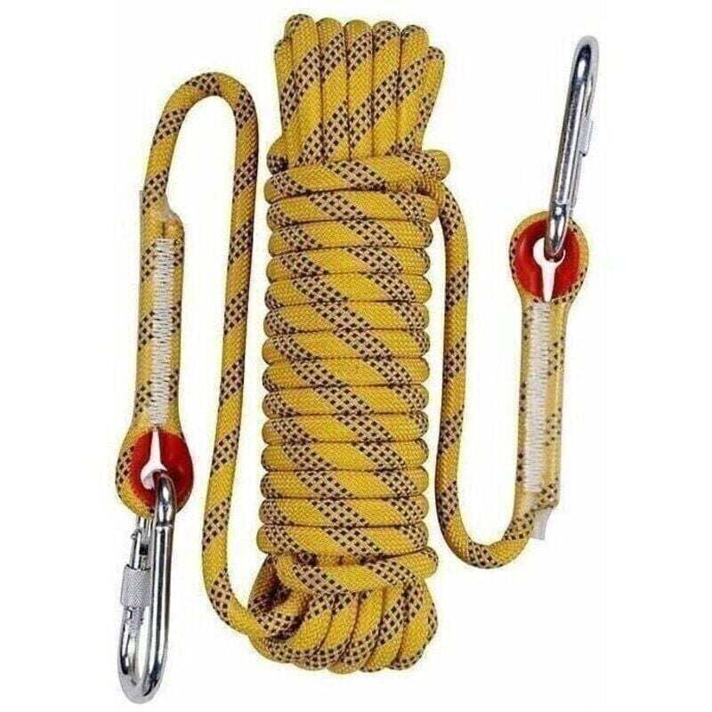 Corde d'escalade d'extérieur,Corde Haute résistance de 12 mm de diamètre,Corde de sécurité tressée en Nylon Longueur 30 m,pour la randonnée, Les